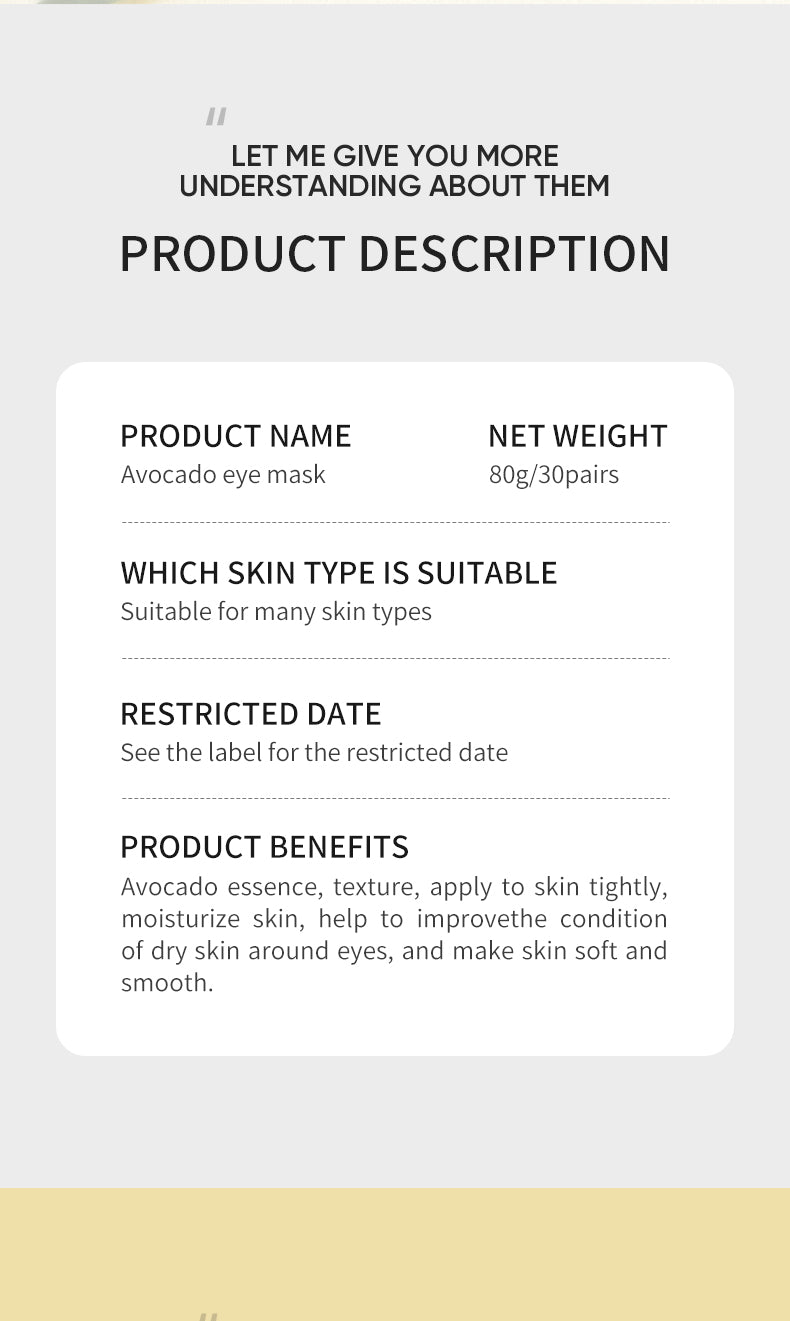 ZOZU Feuchtigkeitsspendende Avocado Augenmaske